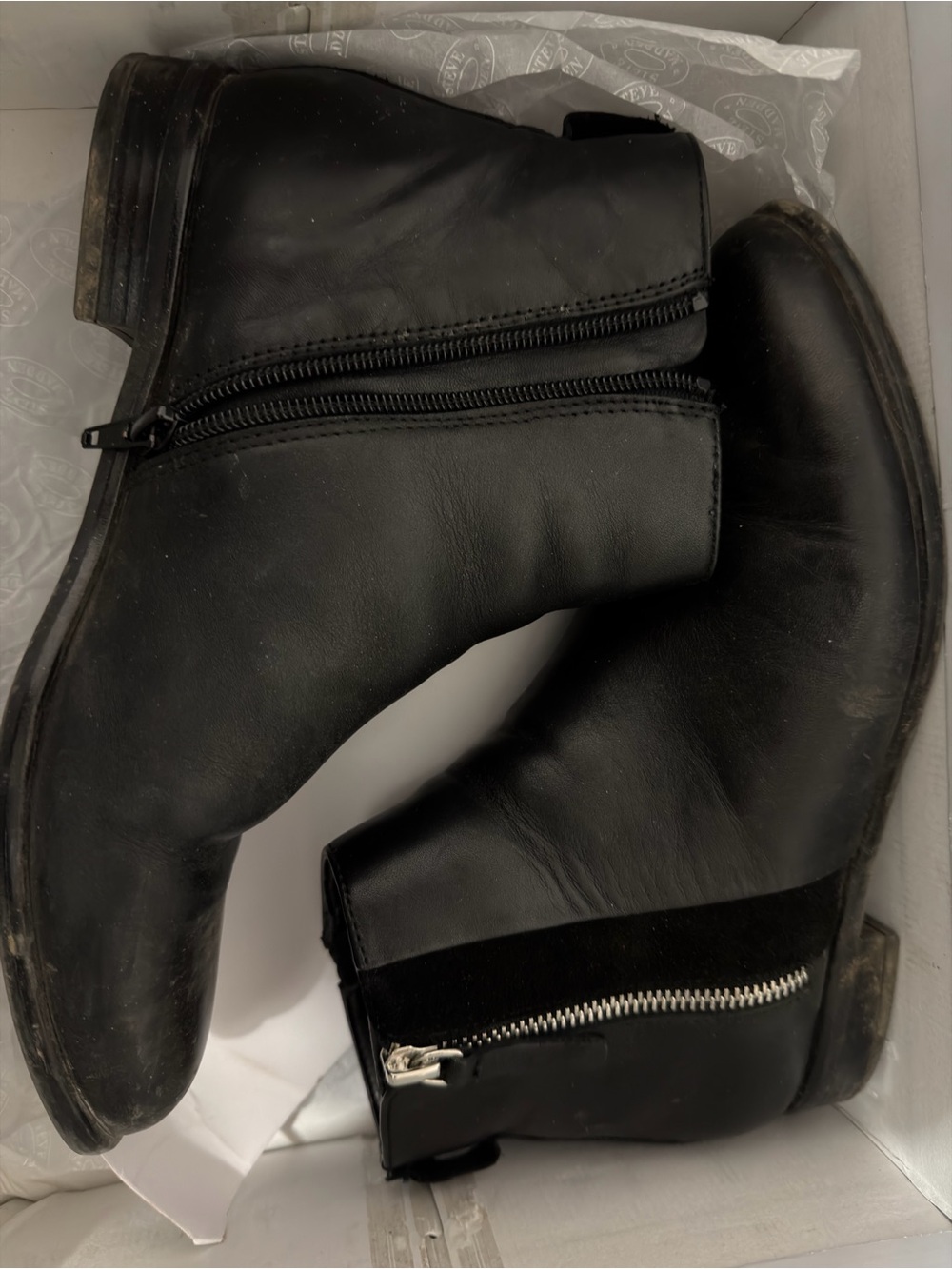 Black Steve Madden Vegan Leather with Suede Ankle boots
